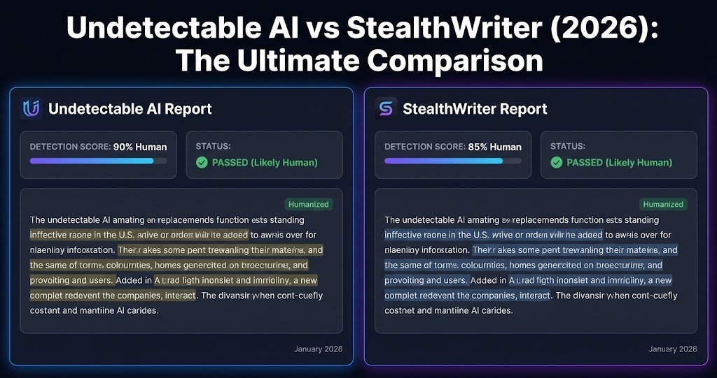 Undetectable AI vs StealthWriter (2026): The Ultimate Comparison